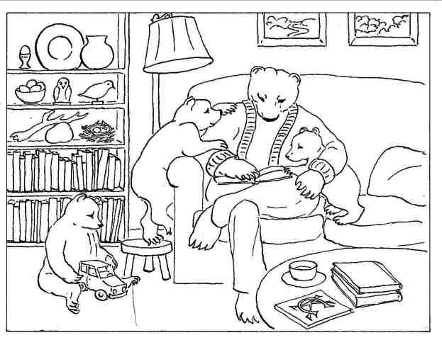 Bears Reading. More Bears Coloring Pages