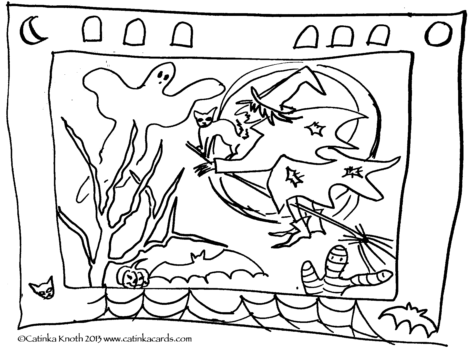 halloween scenery coloring pages - photo #3