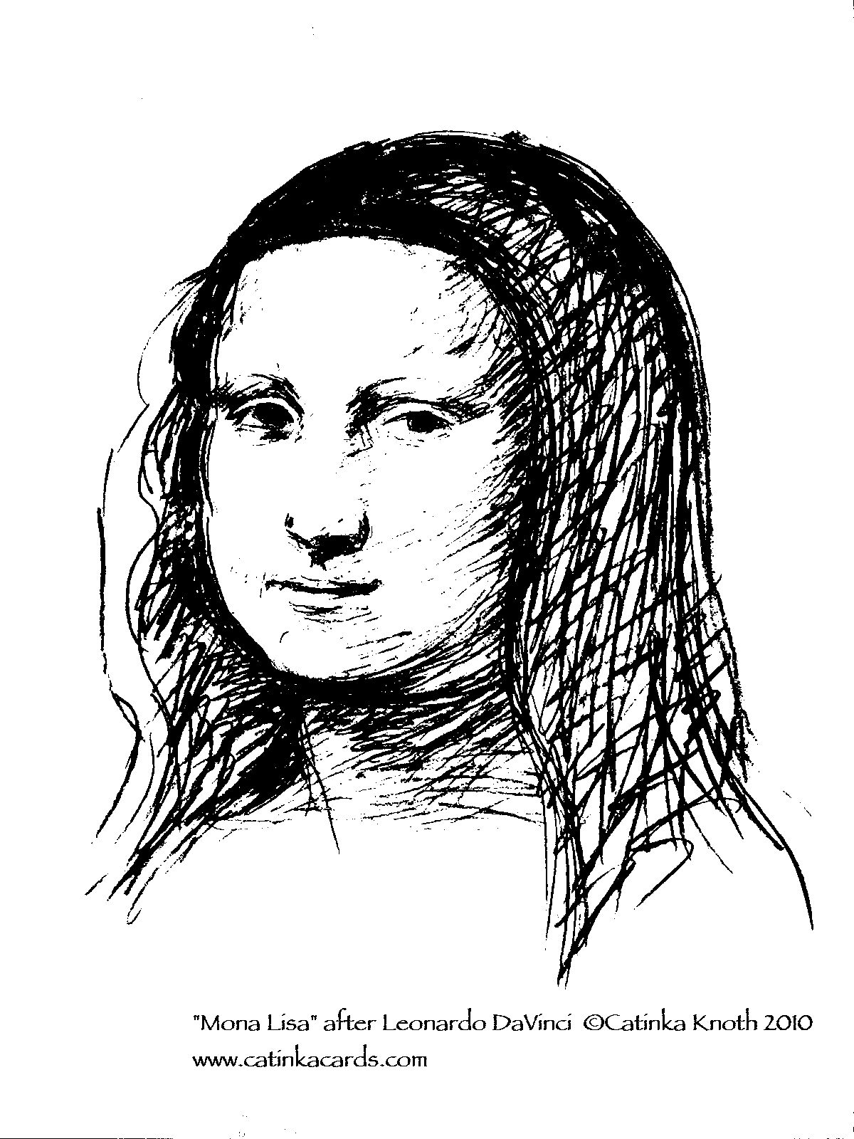 Mona Lisa coloring page after Leonardo Da Vinci by Catinka Knoth