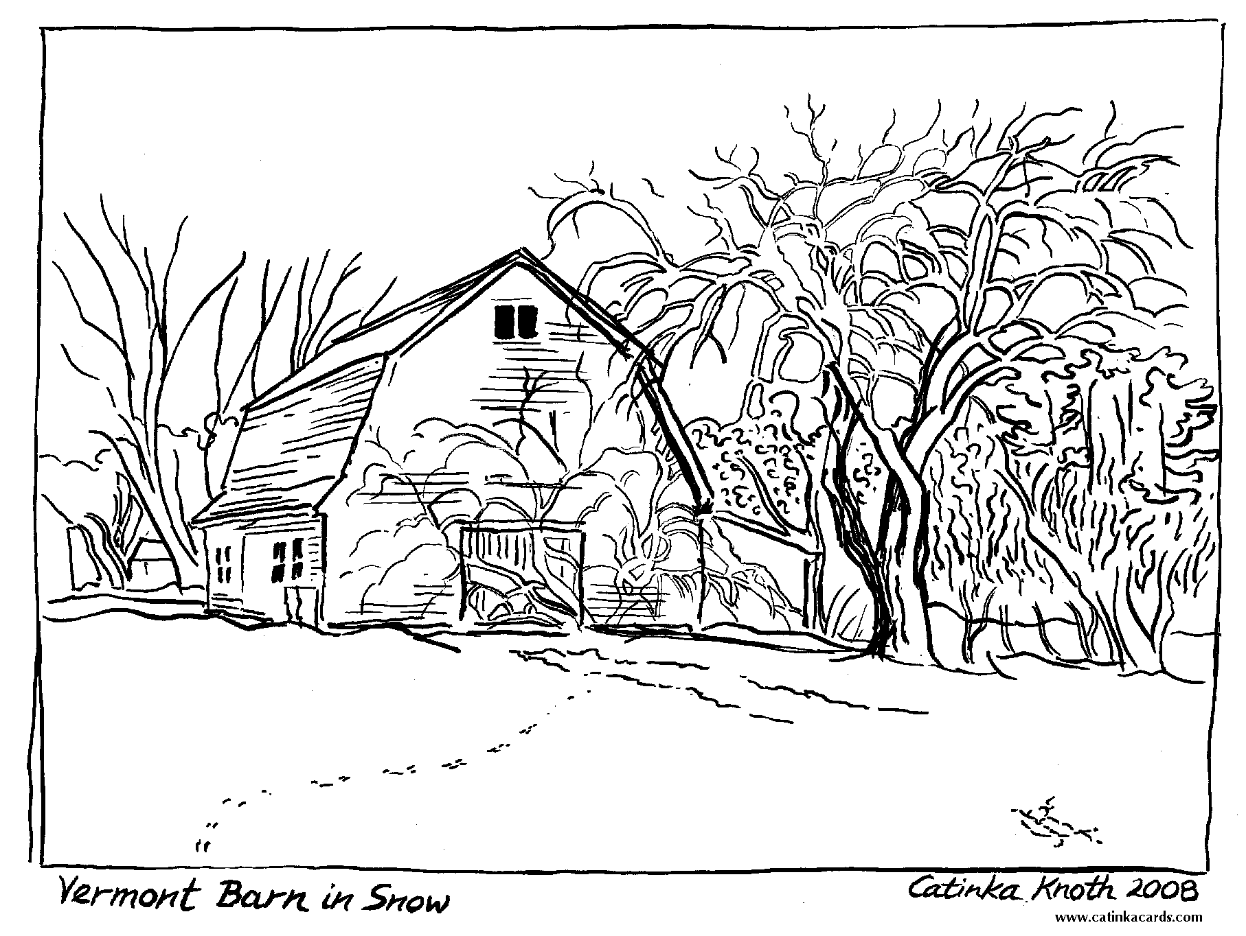 ... of the scene or have fun with my Vermont Winter Barn Coloring Page