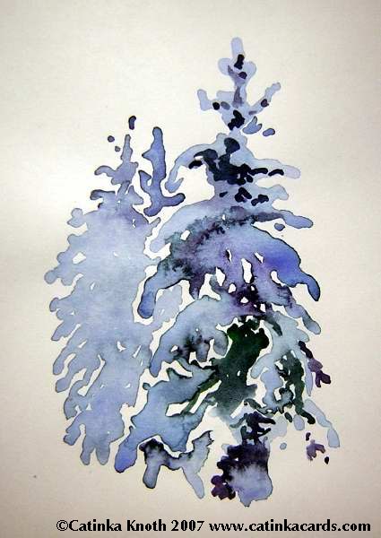 "Evergreens in Snow" Watercolor Demonstration, and "Painting Winter Scenes" 