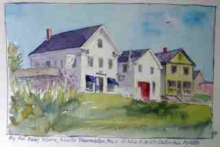 watercolor of Maine buildings