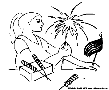 Girl with sparklers - demonstration drawing