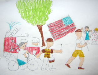 4th of July kids art - parade by l.u.s.