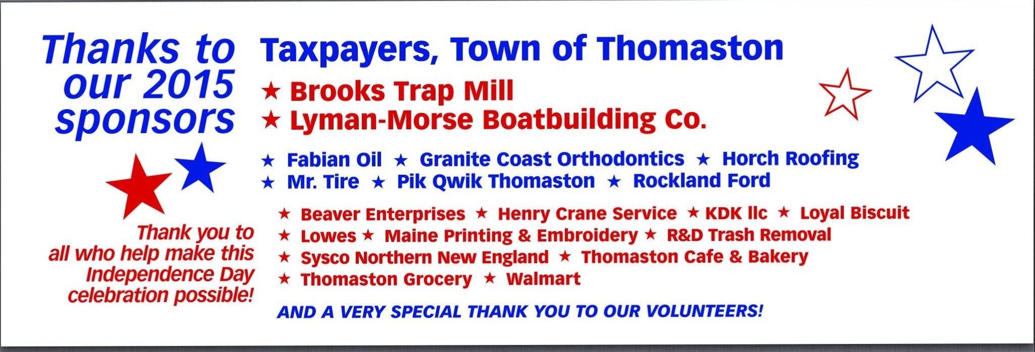 Thomaston
                  4th of July Sponsors 2015 Banner