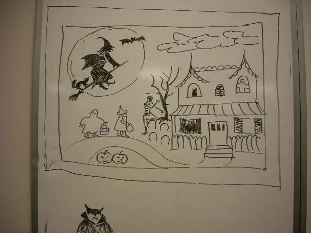 Halloween scene demo drawing by Catinka Knoth