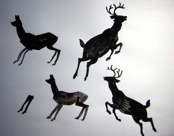 deer silhouette painting