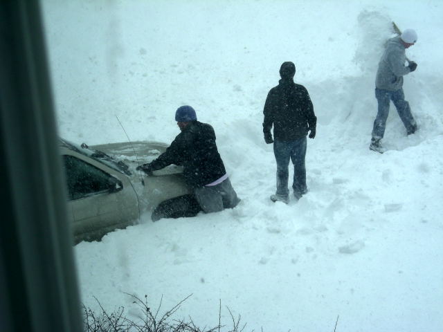 shoveling out of the driveway blizzard 2013 Nemo 03