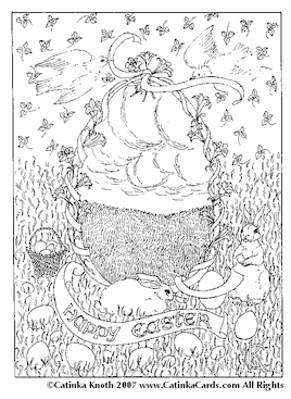 Easter coloring card art by Catinka Knoth