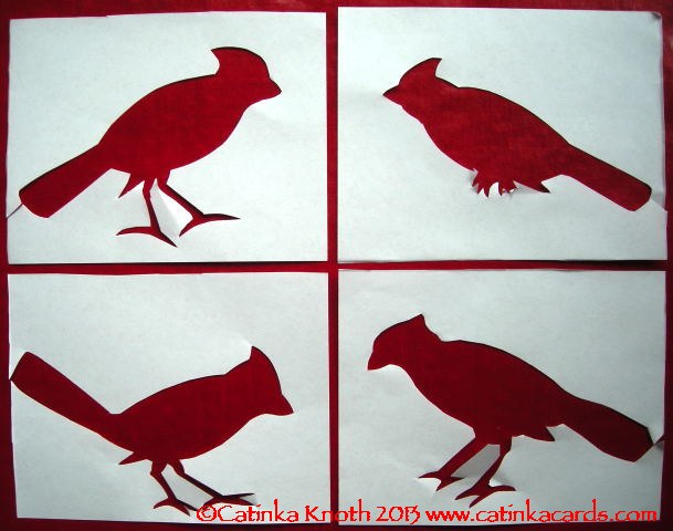 cardinal birds papercuts by Catinka Knoth