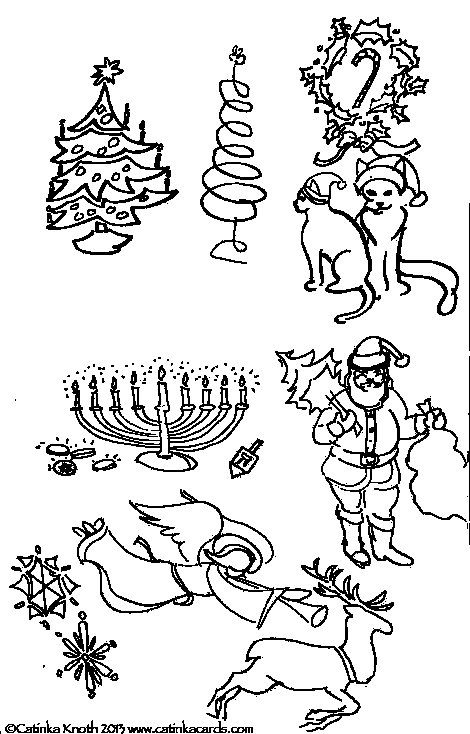 christmas & hanukkah motifs drawing demo