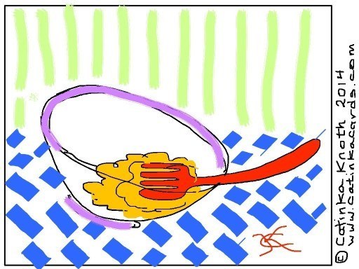 fork whisking egg art by Catinka Knoth