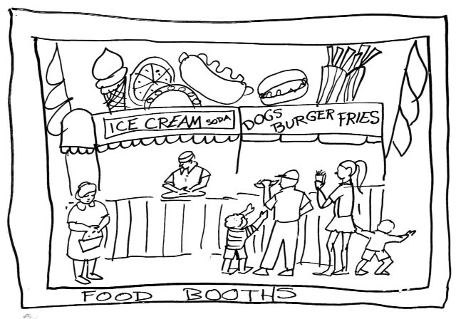 Food booths demo drawing by Catinka Knoth