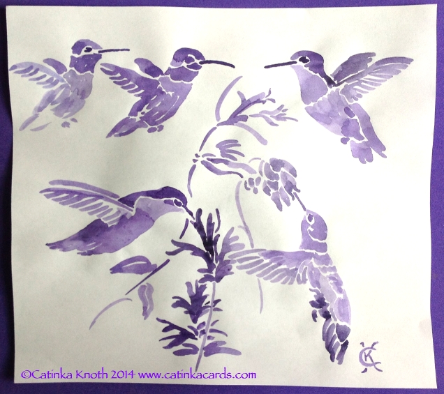 hummingbirds watercolor, 2013, Catinka Knoth