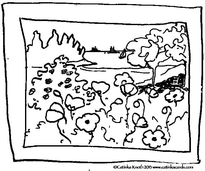 Maine coastal floral scene drawing demo