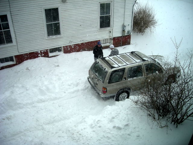 shoveling out of the driveway blizzard 2013 Nemo 01