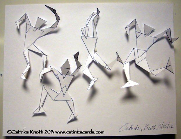 Triangle papercut acrobats by Catinka Knoth