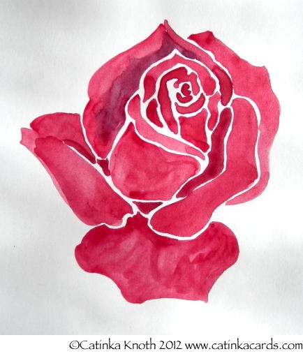Valentine rose watercolor by Catinka Knoth