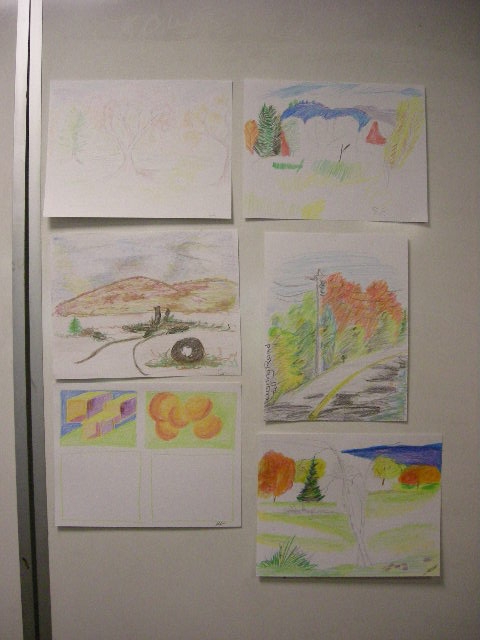 fall scenes drawings in crayon