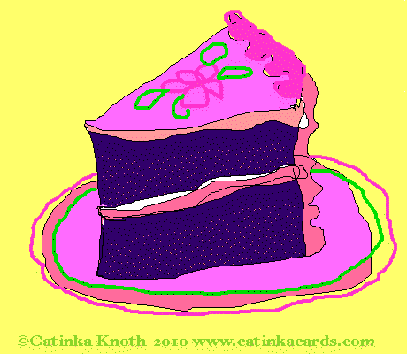 pink birthday cake slice digital art