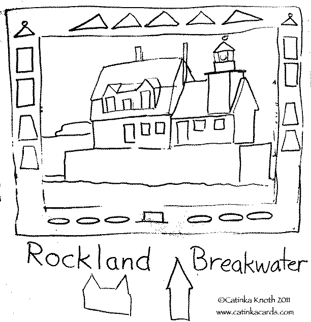 Rockland Breakwater lighthouse demo drawing by Catinka Knoth