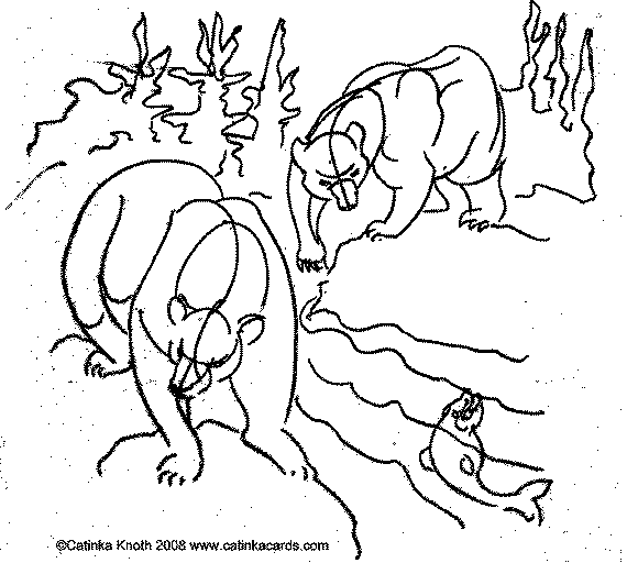 bears fishing drawing