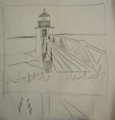 Marshall Point Light demonstration drawing by Catinka Knoth