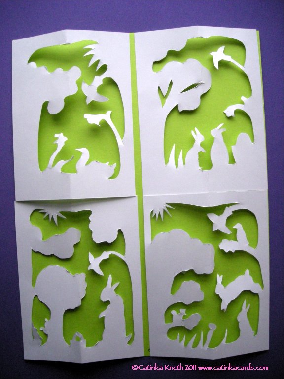 rabbits Easter papercut cards group 1