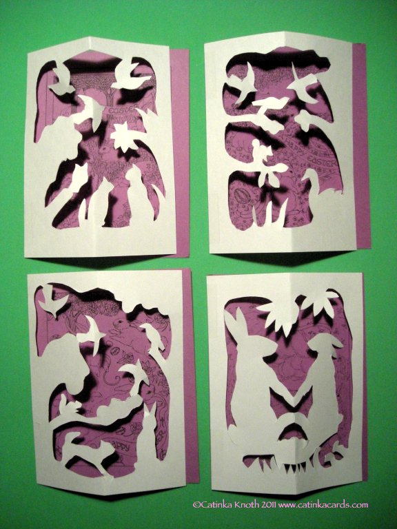 rabbits Easter papercut cards group 2