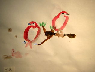 kid's sumi-e bird painting