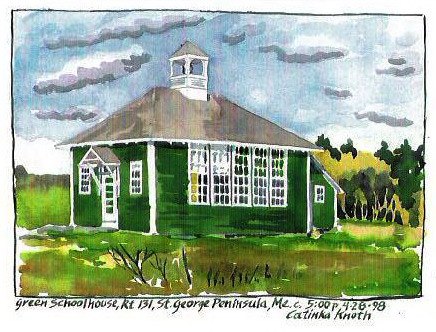 Green Schoolhouse... watercolor by Catinka Knoth