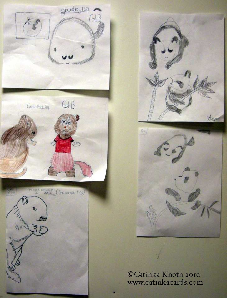 groundhogs and panda bears kids art