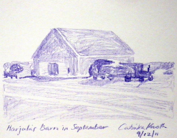 Maine Harjula's Hay Barn, drawing by  Catinka Knoth