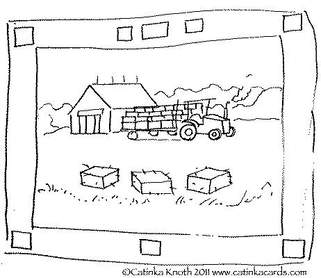Haying barn drawing by Catinka Knoth