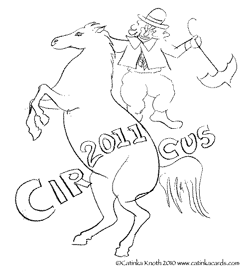 Horse and Clown Circus drawing