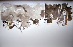 dog sled team art