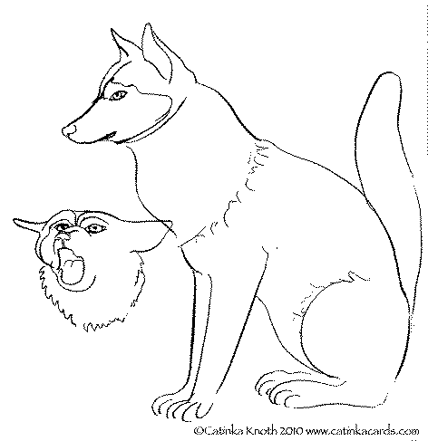 Husky dogs drawing