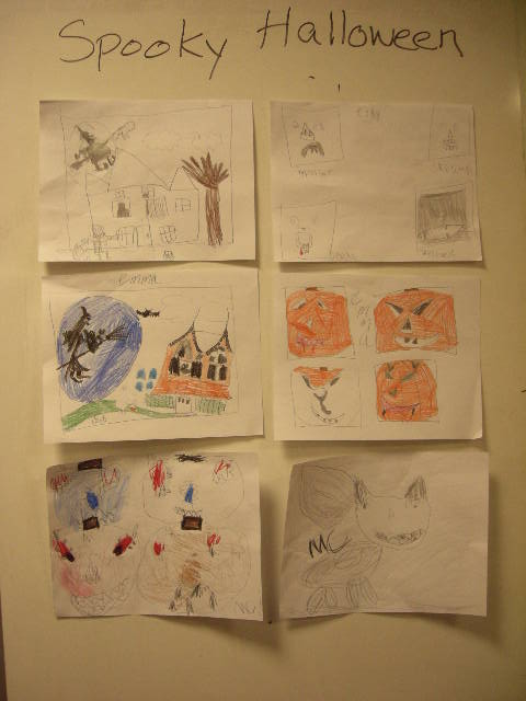 kids' Halloween drawings