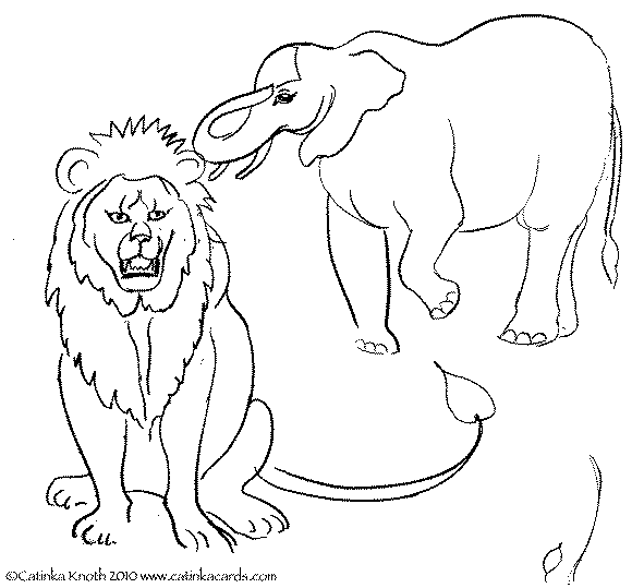Lion & Elephant Circus drawing