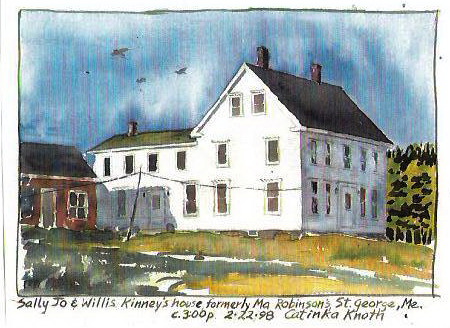 Maine Farmhouse watercolor by Catinka Knoth