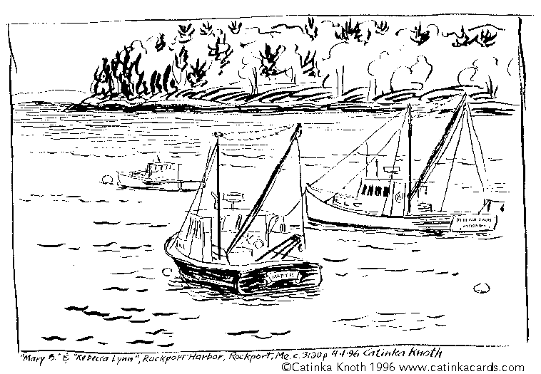 Rockport Lobster Boats brush drawing