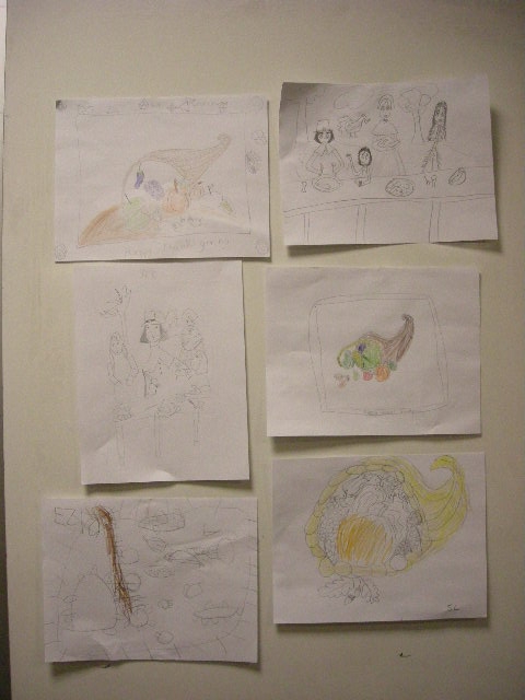 Thanksgiving Feasts & Cornucopia - kids drawings