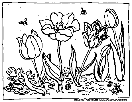 tulips brush drawing
