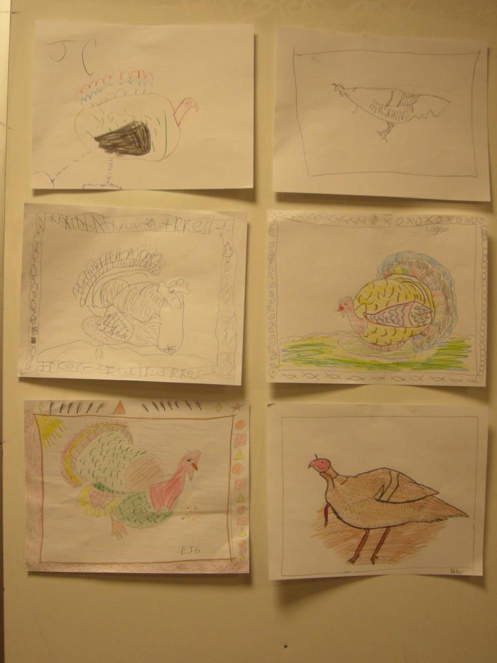 Kids' turkey drawings
