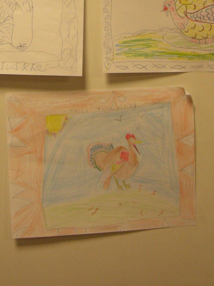 Kids' turkey drawings