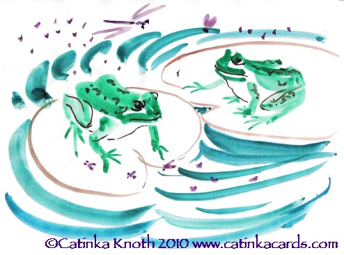 wetlands frogs sumi-e painting