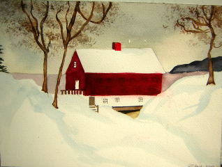 winter scene watercolor