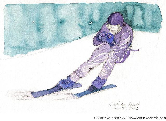 skiier watercolor